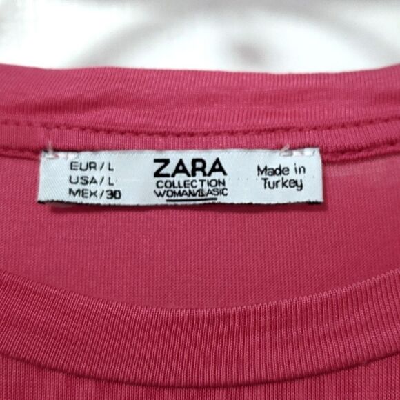 Zara Collection Women's Basic Pink Tee sz L - Picture 5 of 7